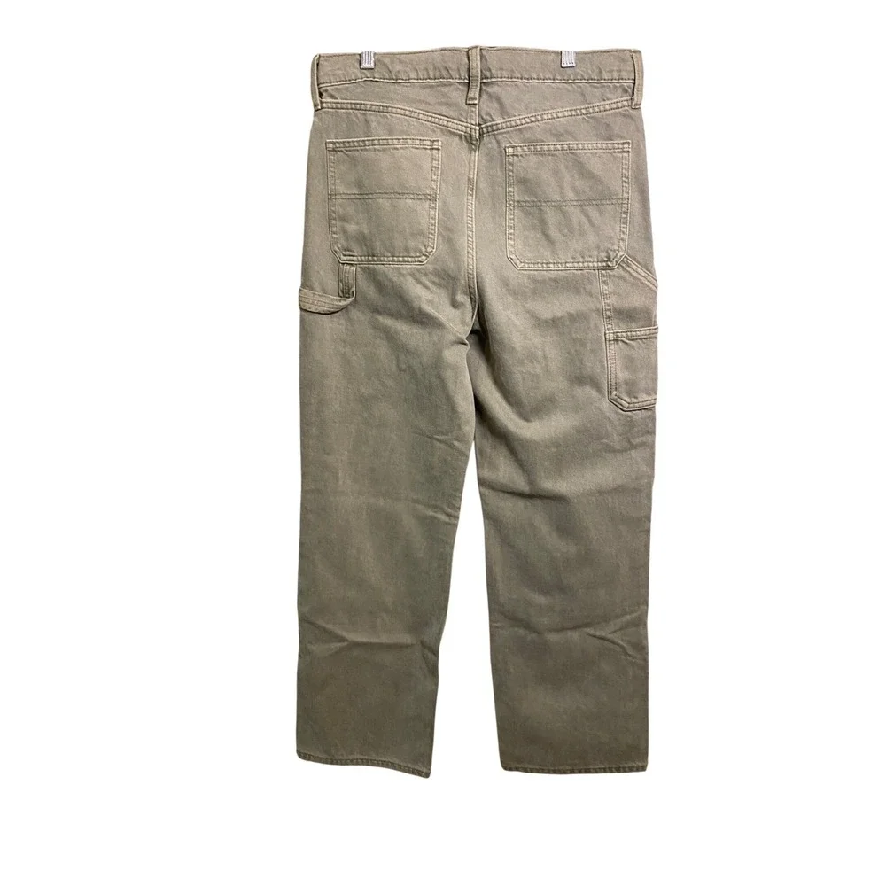 Old Navy Kids Baggy Double Knee Carpenter Pants Olive Green Size 18 NWT